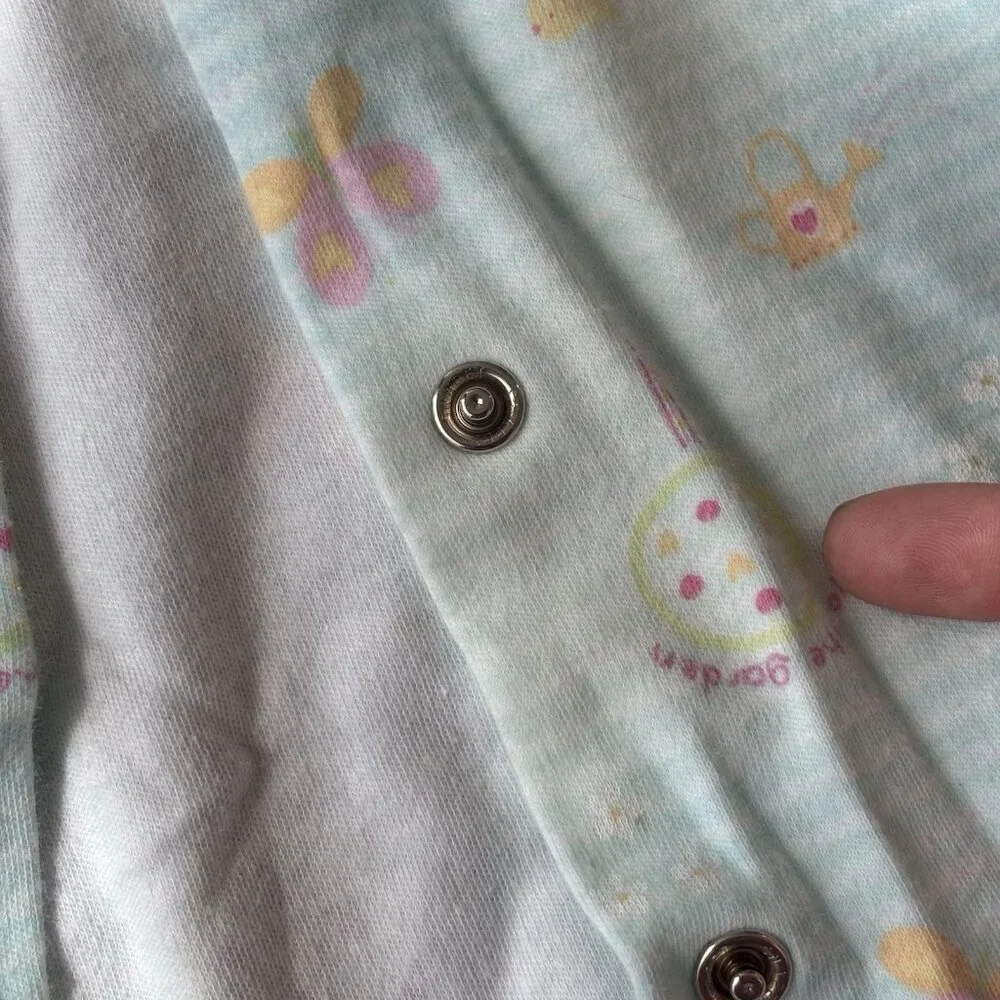 Vtg 1990s Carter’s Pastel Butterflies Tree Long Sleeve Snap Footie Size 6-9month